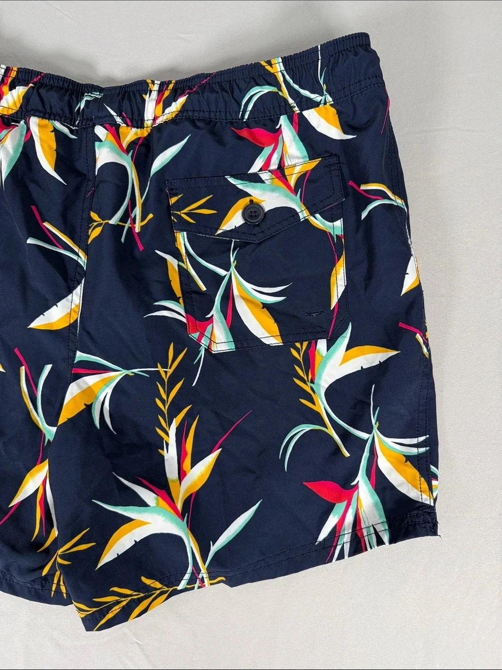 J. Crew Men's Navy Floral Swim Shorts - Versatile Beach Trunks